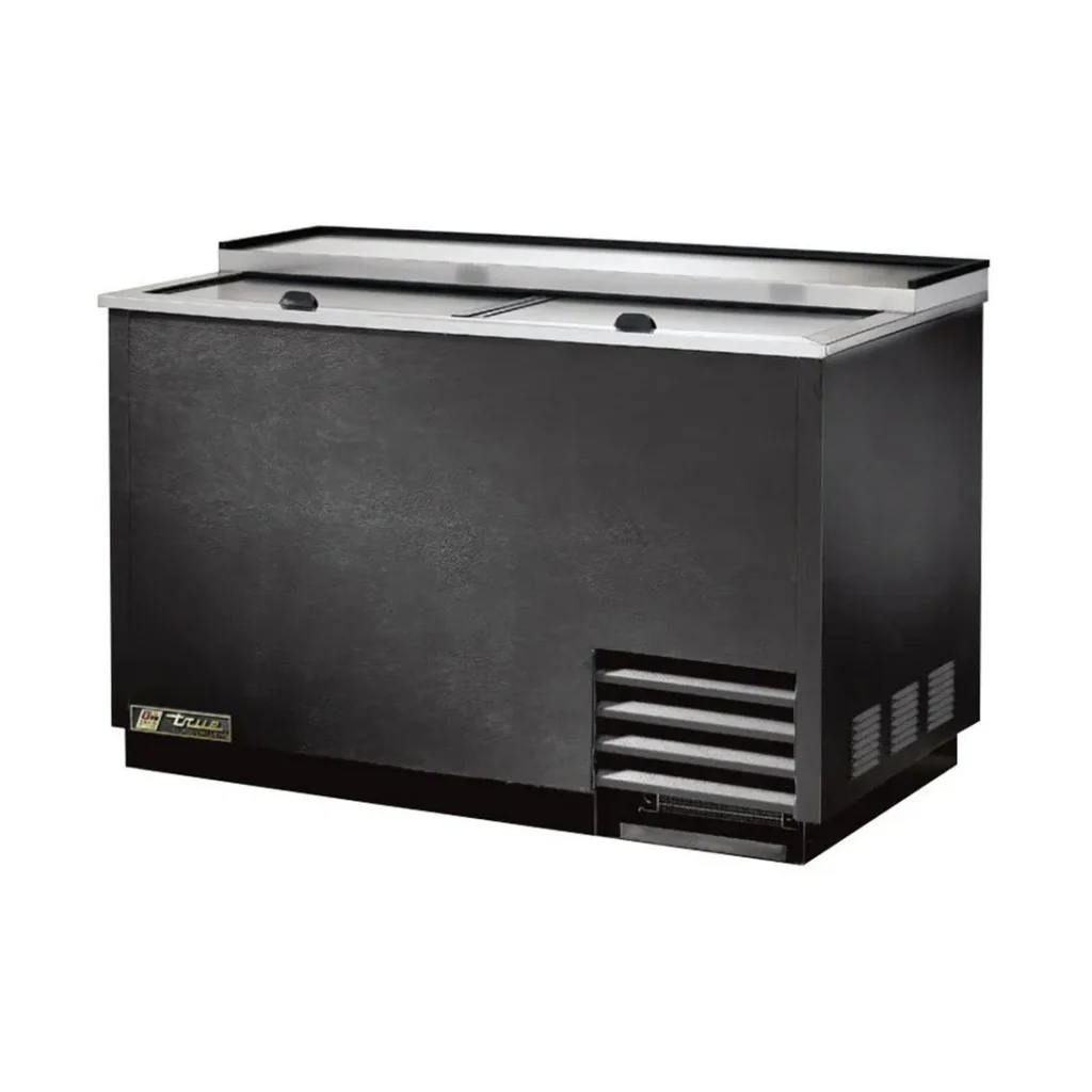 True T-50-GC-HC 49" Black Glass & Plate Chiller, 250 Mugs Capacity