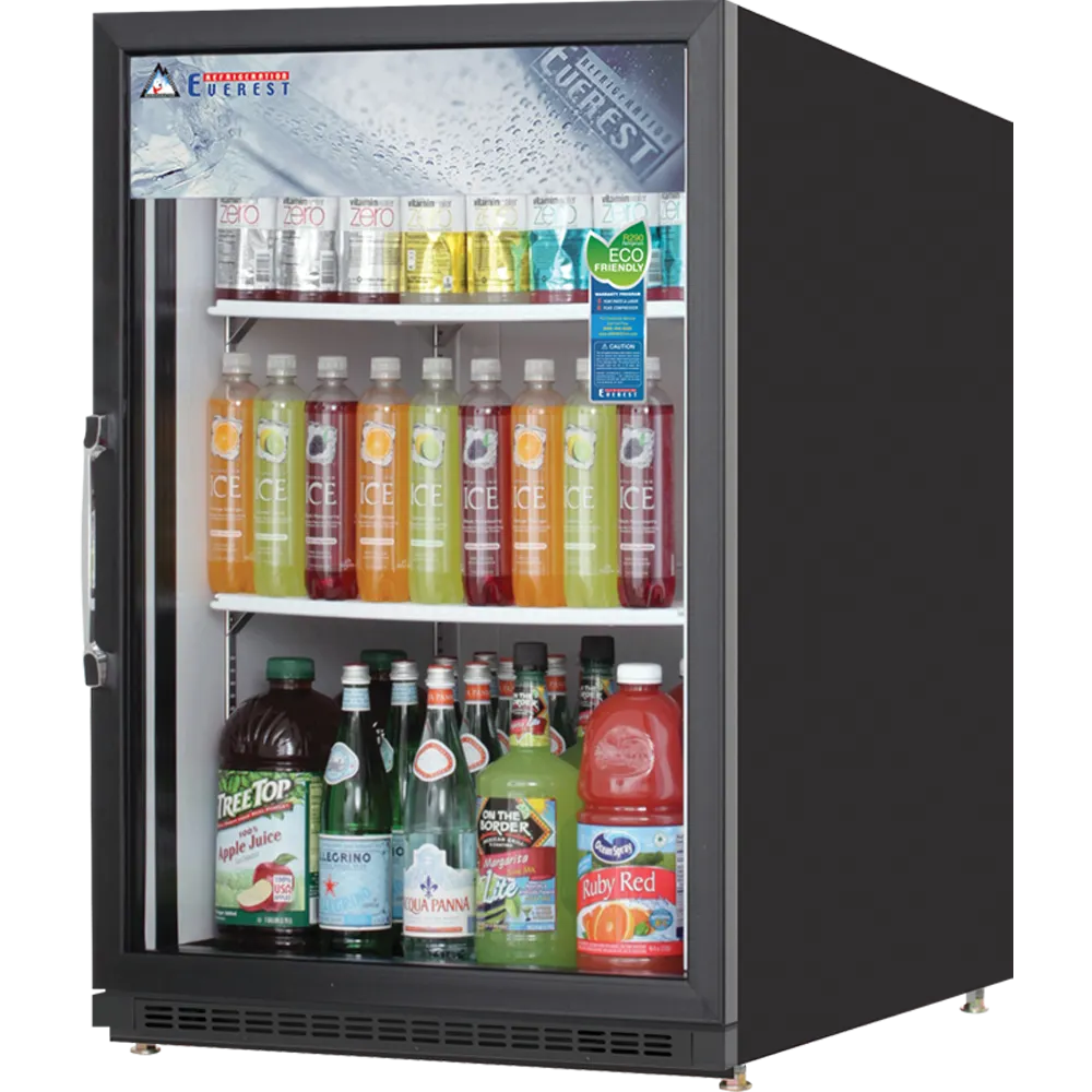 Everest Refrigeration EMGR5B 25" Countertop Glass Door Refrigerator in Black, 5 cu. ft.