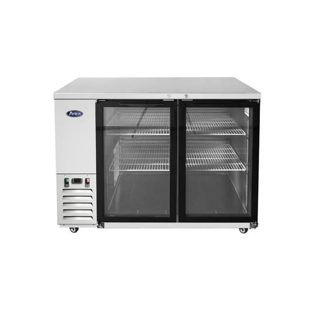 Atosa USA MBB59GGR 57" Two Section Back Bar Cooler with Glass Door, 17.3 cu. ft.
