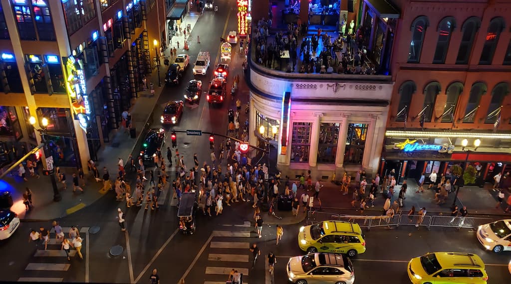 Lively Nightlife downtown Nashville Tennessee