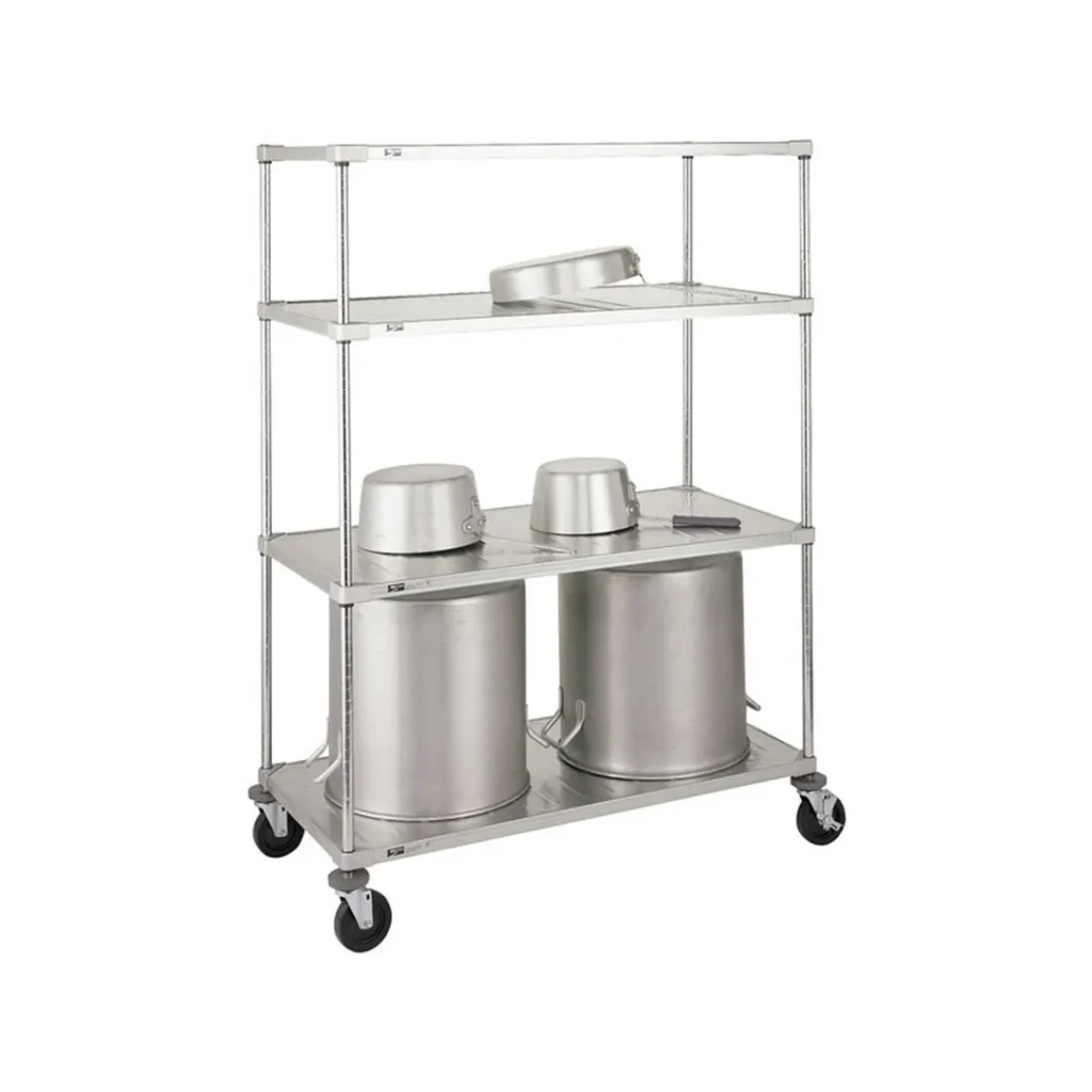 Metro PR48ES 24" x 48" x 68" Stainless Steel Mobile Solid Embossed Pot and Pan Rack