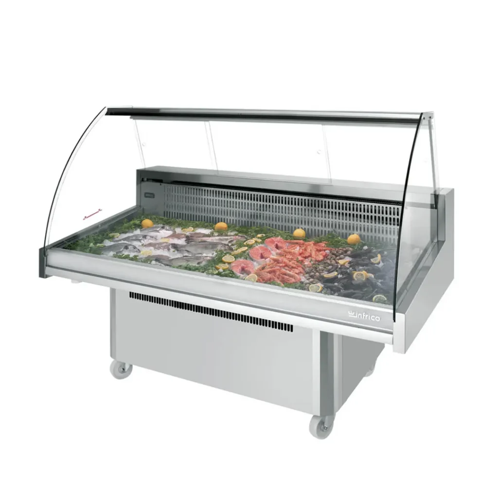 Infrico USA IDC-VML18 77" Curved Refrigerated Seafood Display Case