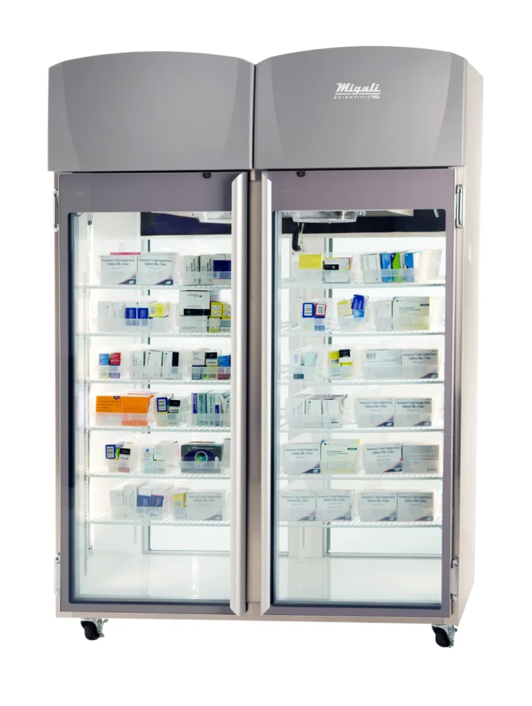 Migali EVOX-2PT-SH-LB 55" Glass Door Medical Refrigerator, 44.9 cu. ft.