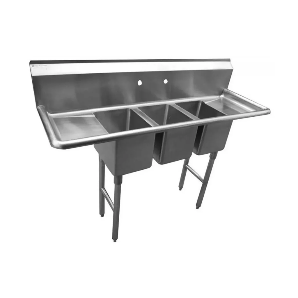 Serv-Ware CS3CWP1410 39" Three Compartment Sink, 10"W x 14"L Bowl Without Drainboard