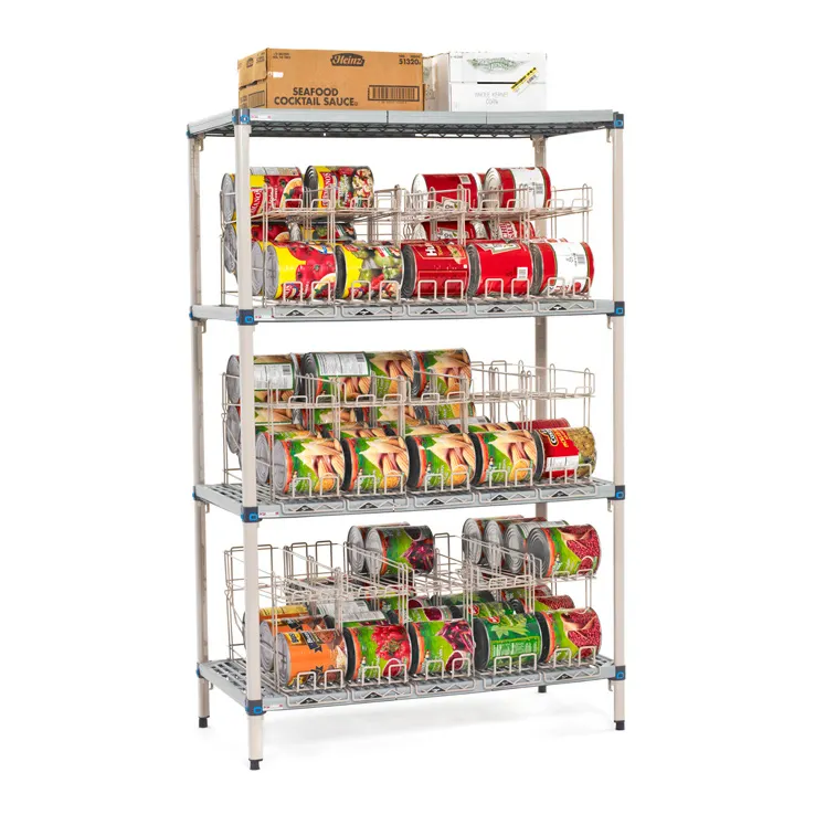 Metro MQCR244874 Max Q Plastic 4-Shelf Can Rack w/ 120 #10 Cans Capacity and 74" Posts