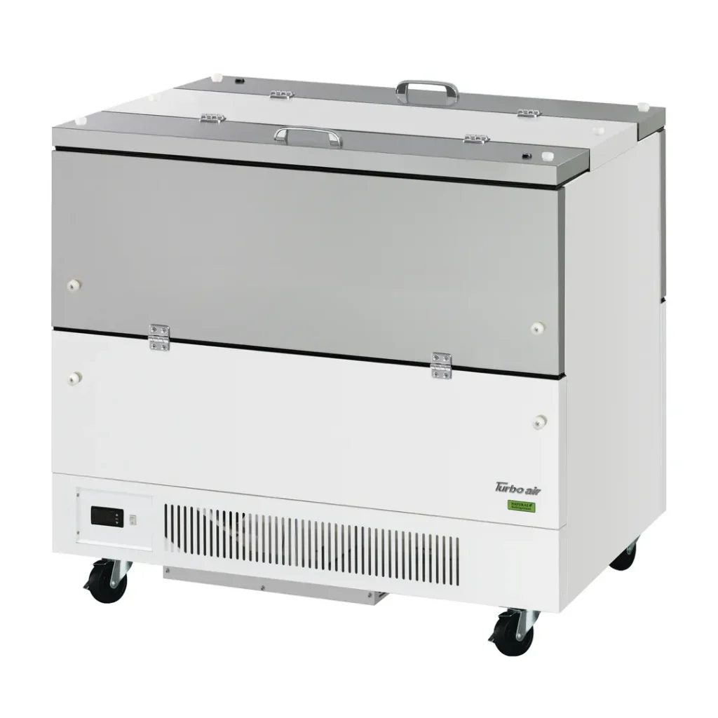 Turbo Air TMKC-49-2-WS-N6 49" Dual Sided Milk Cooler, Cold Wall, 12 Crates Capacity