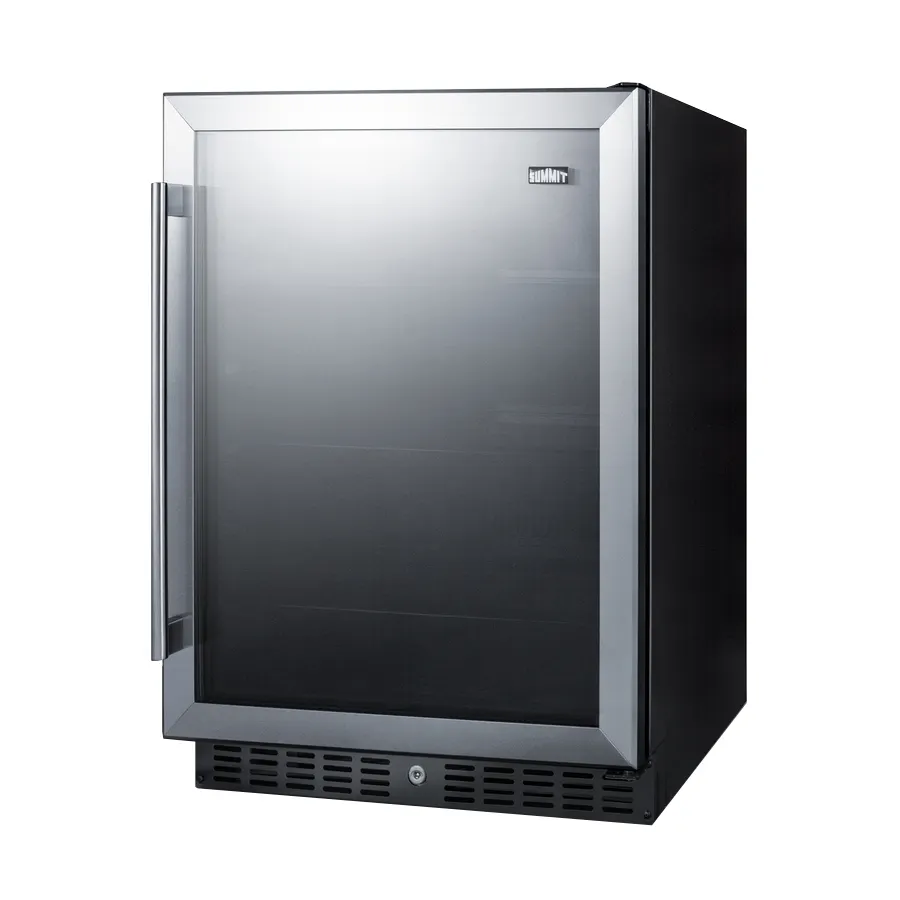 Summit AL57G 24" Built-in Undercounter Glass Door Refrigerator in Black, ADA compliant, 5 cu. ft.
