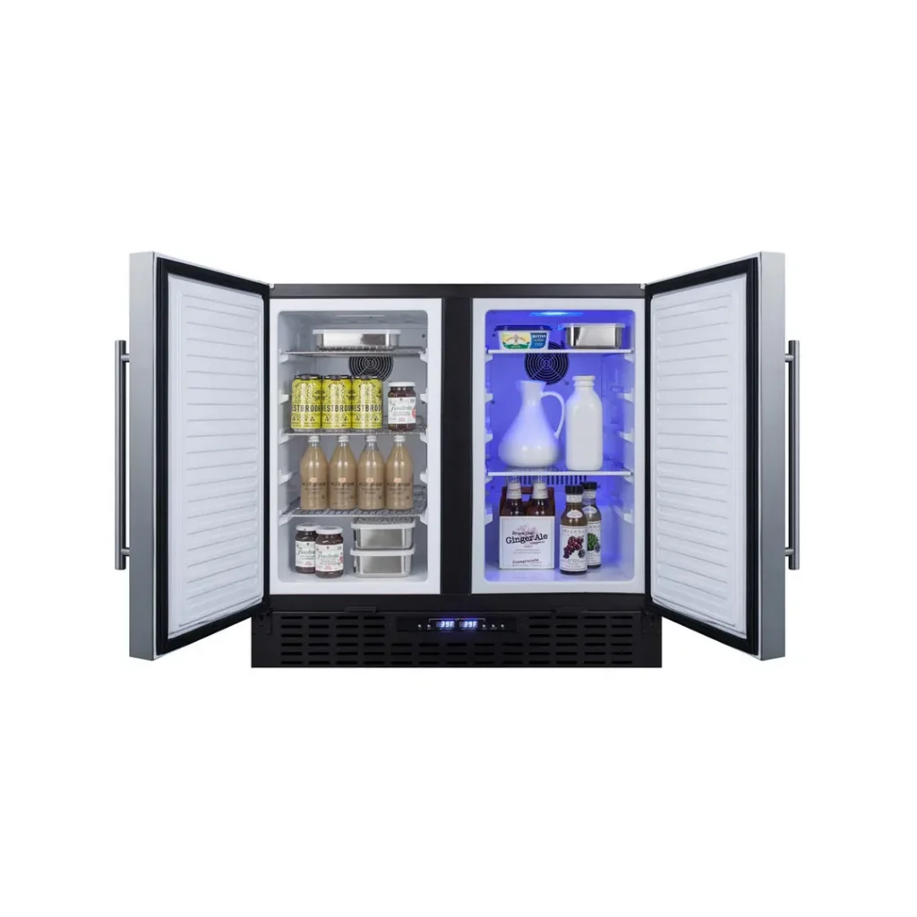 Summit FFRF36 36" Built-in or Freestanding Refrigerator Freezer in Black, Stainless Steel Doors, 5.8 cu. ft.