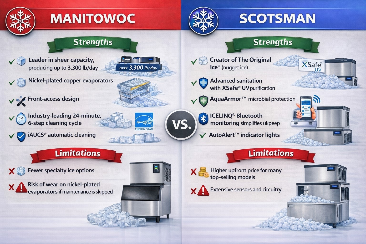 Pros and Cons: Manitowoc vs. Scotsman