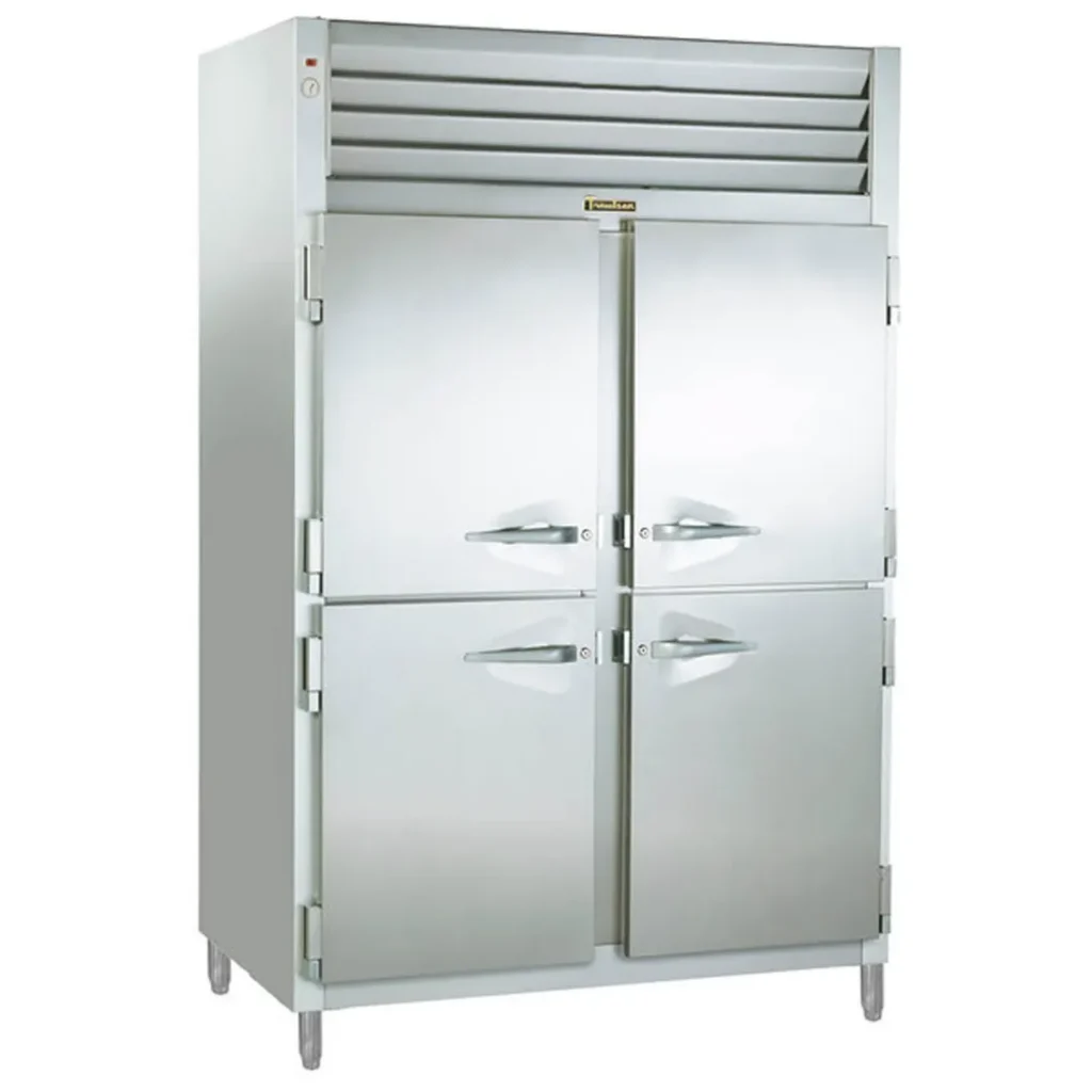 Traulsen RET232NUT-HHS 52'' 2-Section Thawing Reach-in Refrigerator w 4 Half Solid Doors, Top Mount