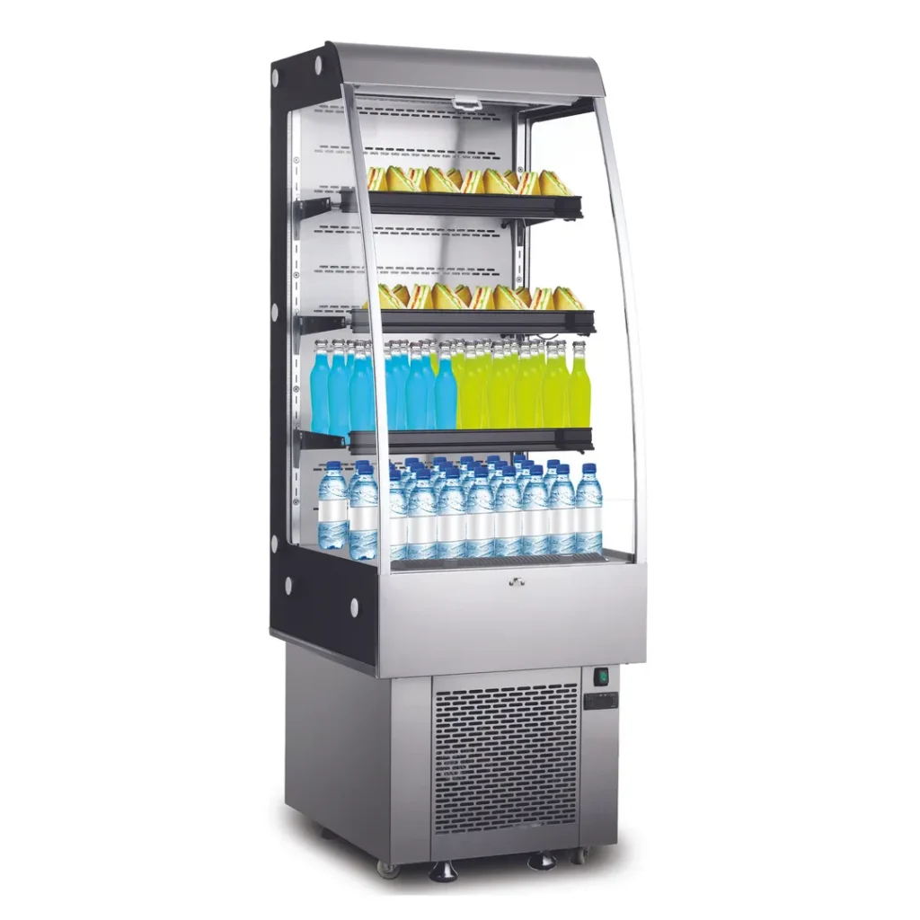 Omcan USA 25825 24'' Vertical Open Air Merhandiser, Self-Contained, 3 Shelves, 8.9 cu ft.