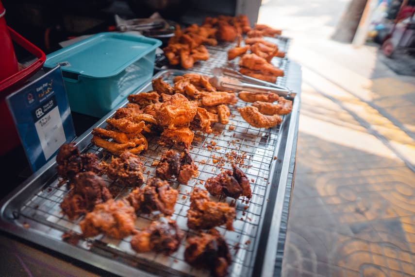 fried chicken for sale on the street